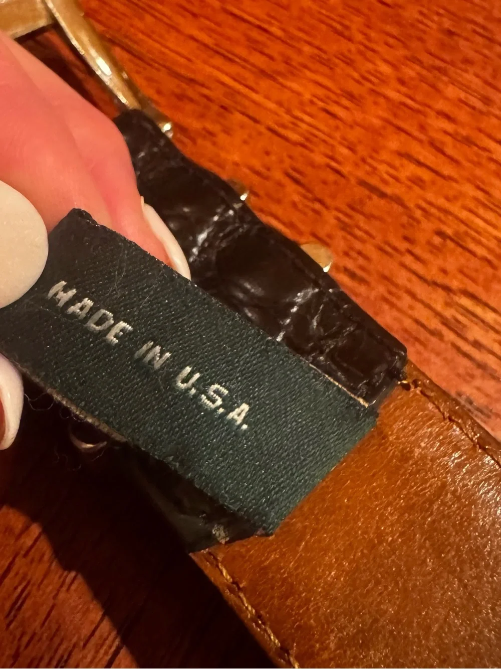 Cole Haan Men’s Black Croc Embossed Leather Belt Size 36 Made in USA